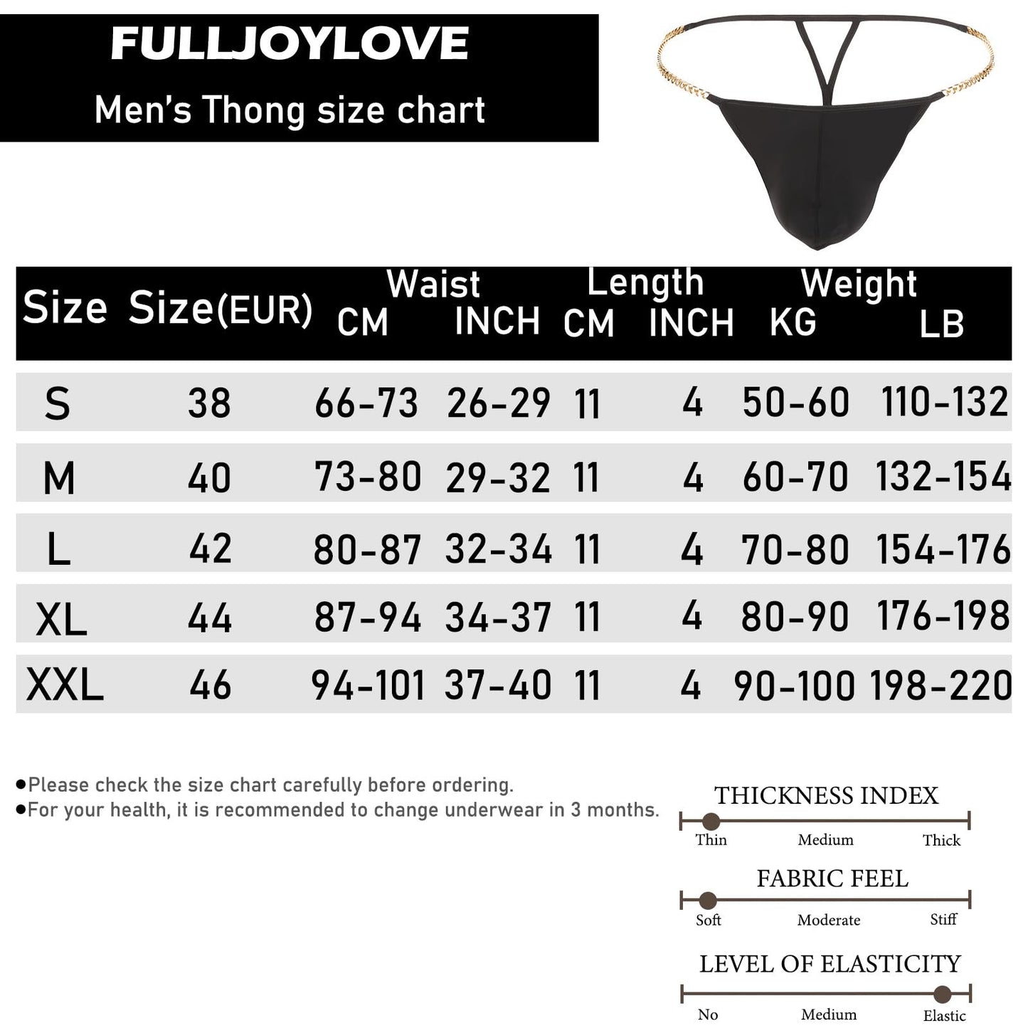 Herren G-String Tanga mit Taille Kette Slips Low Rise Sexy Hot Shorts für Herren Dessous Weicher T-Back Tanga