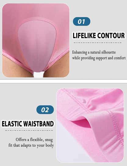 Glossy Crossdresser Tanga Camel Toe Gaff Panty Stretch Hiding Slips Transgender Öl Glänzend Brief EU L (Asie XL)
