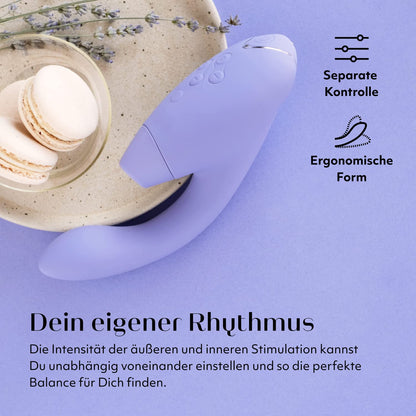 Womanizer Duo 2 Klitoris-Sauger für Frauen - Rabbit Vibrator Sextoy für Klitoris und G-Punkt Stimulation - Smart Silence - Druckwellenvibrator mit 14 Intensitätsstufen - Wasserdicht - Flieder
