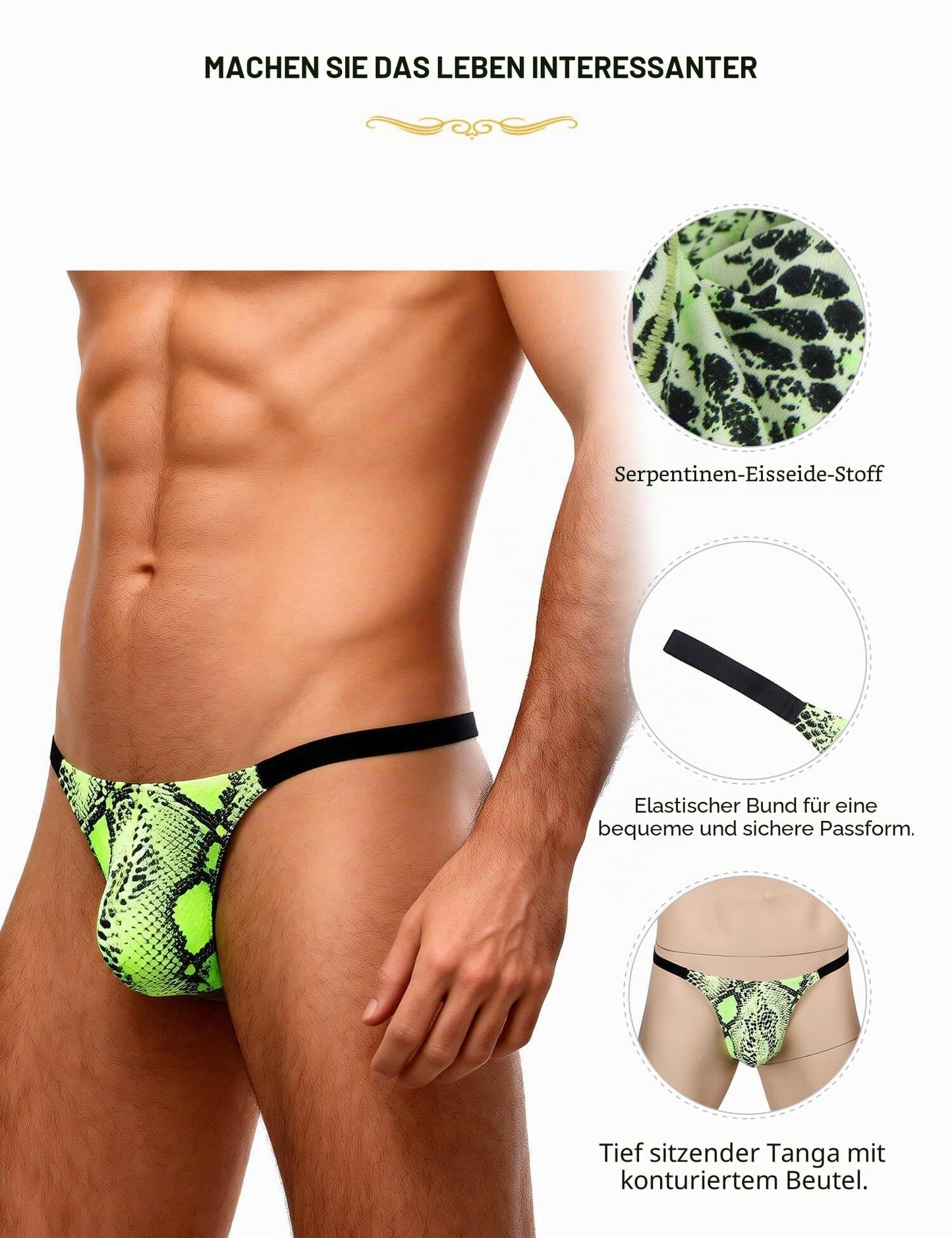 String Tanga Sexy Dünn Herren T-Back Slip Pouch Underwear Große Größen Reizwäsche Sissy Dessous Micro Thong Gay Unterwäsche Low Waist Unterhosen Briefs Stretch Panty Grün S