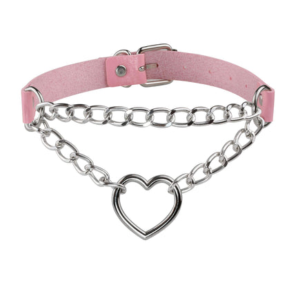 Sissy Collare Cuore Collana in pelle Choker per le donne