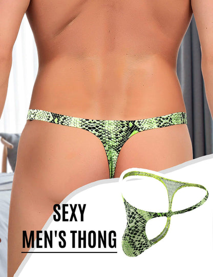 2pcs String Tanga Herren Sexy Unterwäsche für Mann T-Back Slip Beule Ouvert Höschen Männer Große Größen Reizwäsche Sissy Dessous Low-Rise Unterhosen Thong Ouvert Underwear Grün+Leoprd S