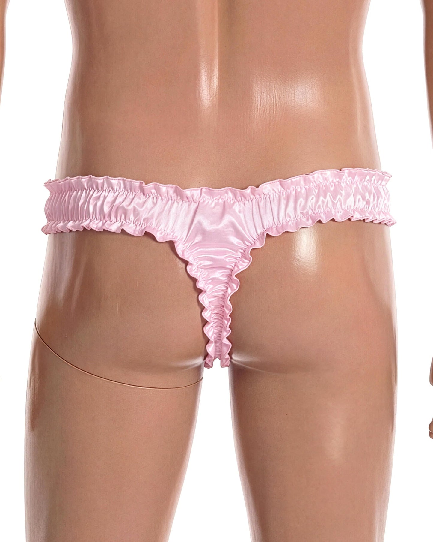 Satini Satin Rüsche Sissy Tanga Tanga Boy-Shorts Slips Höschen Unterwäsche (Zartrosa, L)