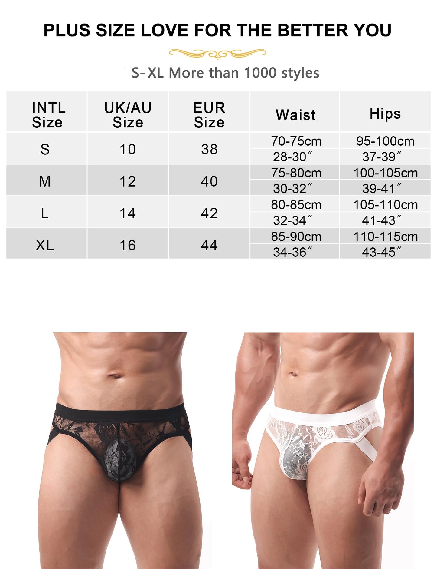 Jockstrap Männer  - Gay Unterwäsche Herren - Sexy Hinten Offen Spitze - Sissy Dessous - Schwarz