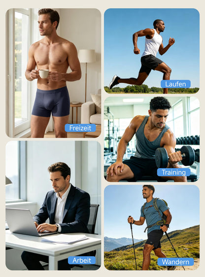 TRENDOUX Boxershorts Herren, Atmungsaktive Eisseide Unterhosen mit Nahtlosem Bund & Langem Bein, Komfortable Retroshorts mit 3D-Pouch, Anti-Chafing, 3er Pack XL