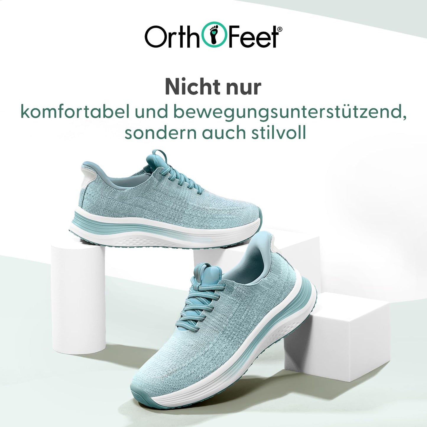 OrthofeetHands-Free Orthopädischer Damen Slip-in Sneaker Türkis Nira, Größe 37.5 Weit