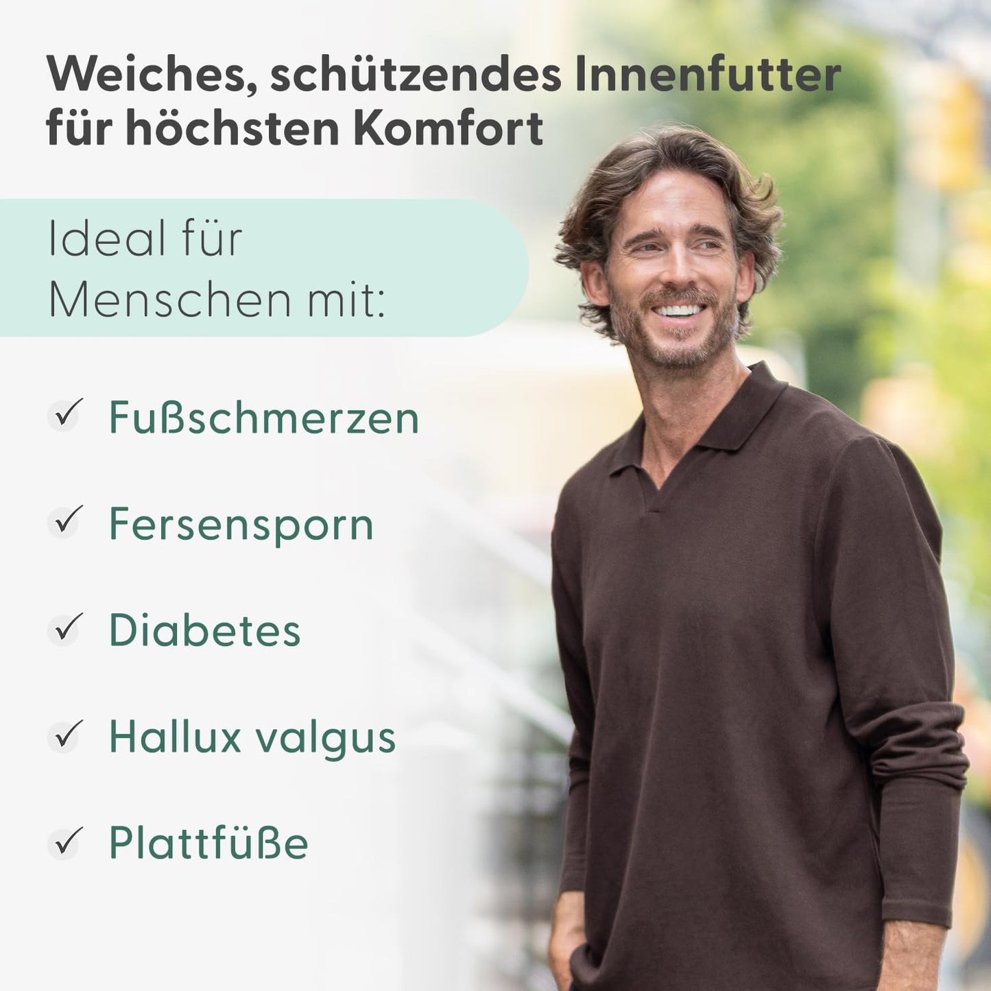 Orthofeet Orthopädischer Herren Sneaker Edgewater Grau, Größe 40 Weit