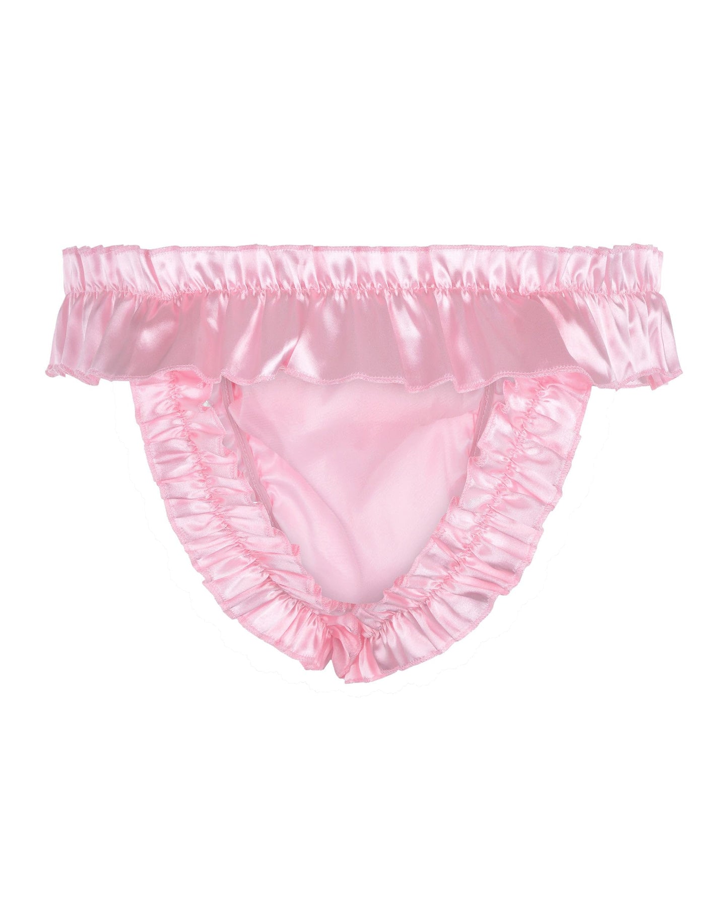 Satini Satin Rüsche die Schleife Tanga Sissy Boy-Shorts Slips Höschen Unterwäsche (Zartrosa, L)