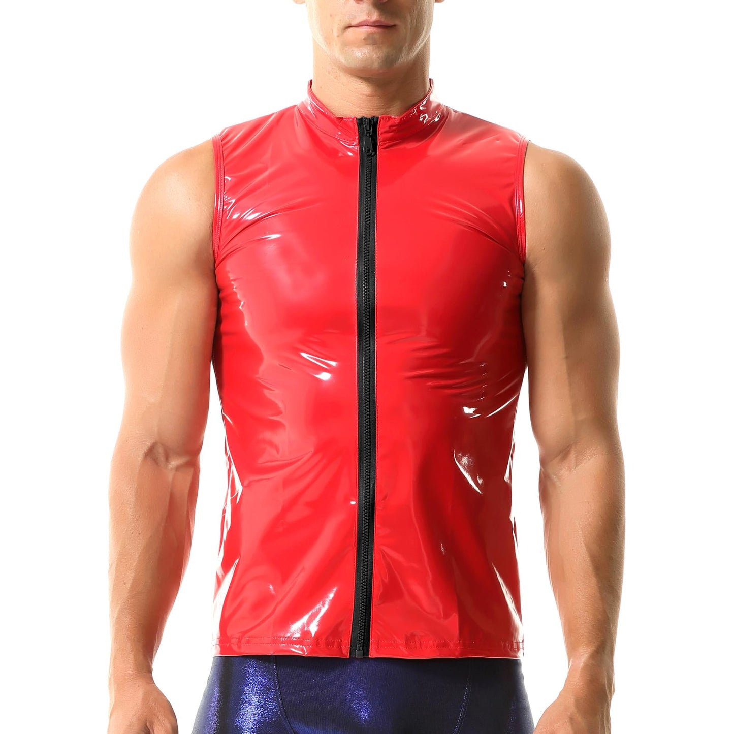 Herren Unterhemden Ärmellose Tanktops Kunstleder Muscle Fit Weste Tops Hemden Mode Unterhemden
