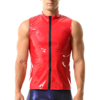 Herren Unterhemden Ärmellose Tanktops Kunstleder Muscle Fit Weste Tops Hemden Mode Unterhemden
