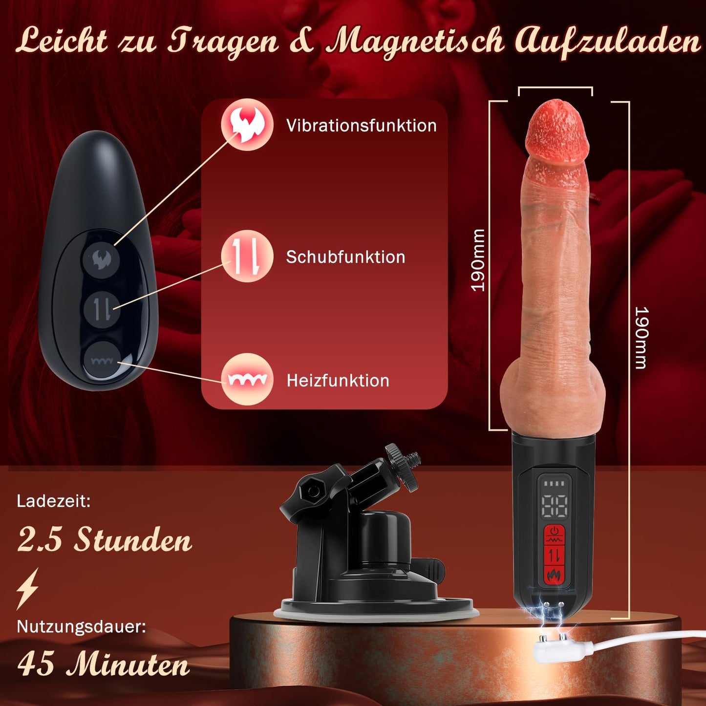 Dildo mit 5 Stoßfunktion & 10 Vibration für Frauen, Vibrator Sex Spielzeug für Paare, Sex Spielzeug für die Frau Männer, Vibratorensets für Frauen Männer, Dildos Sexmaschine Maschinen & Geräte