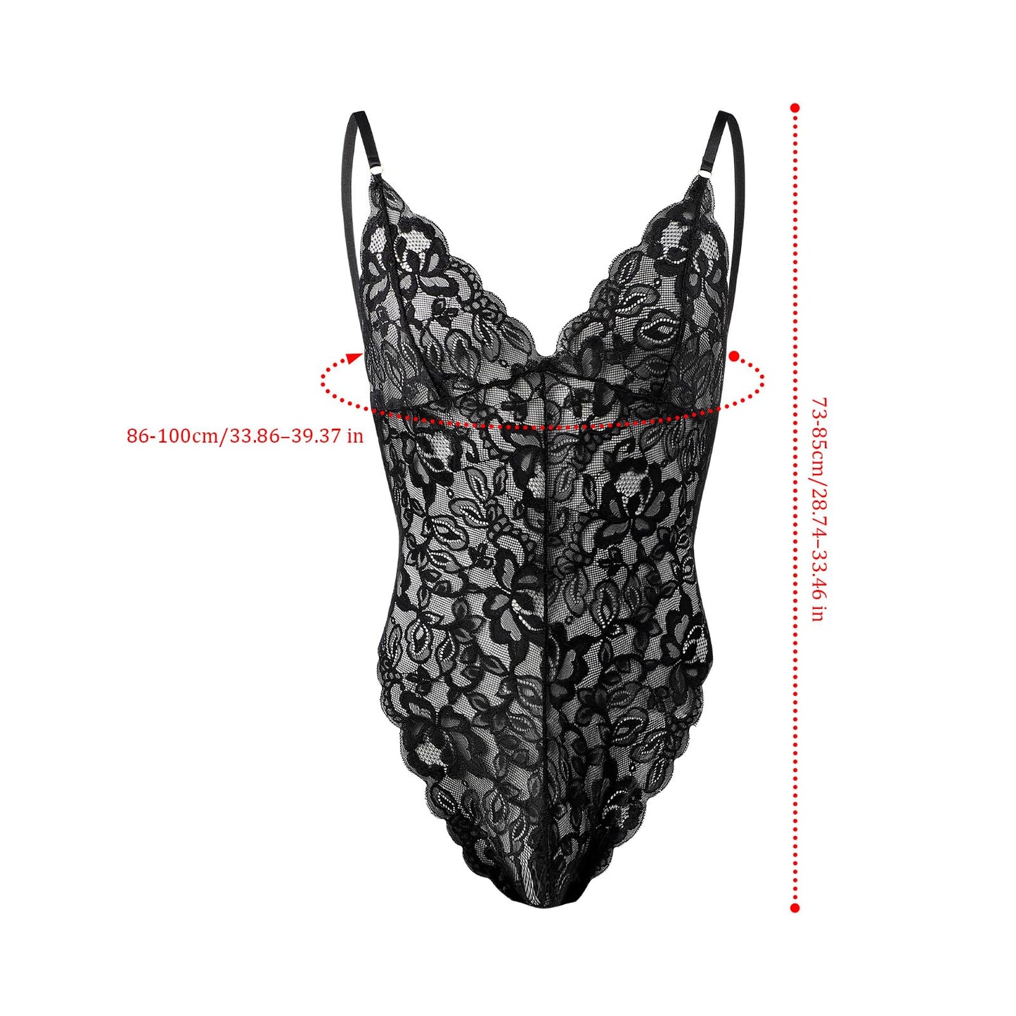 Reizwäsche Herren Spitze String Bodysuit transparent Sissy Dessous Stringbody mit verstellbaren Trägern V-Ausschnitt, erotische Nachtwäsche für Männer