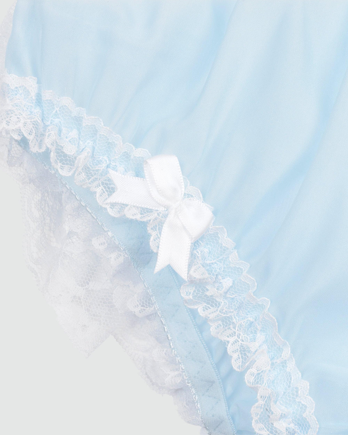 Satini Slip Damen Transparent Volants Spitze Rose, Babyblau - Weiß, XXL