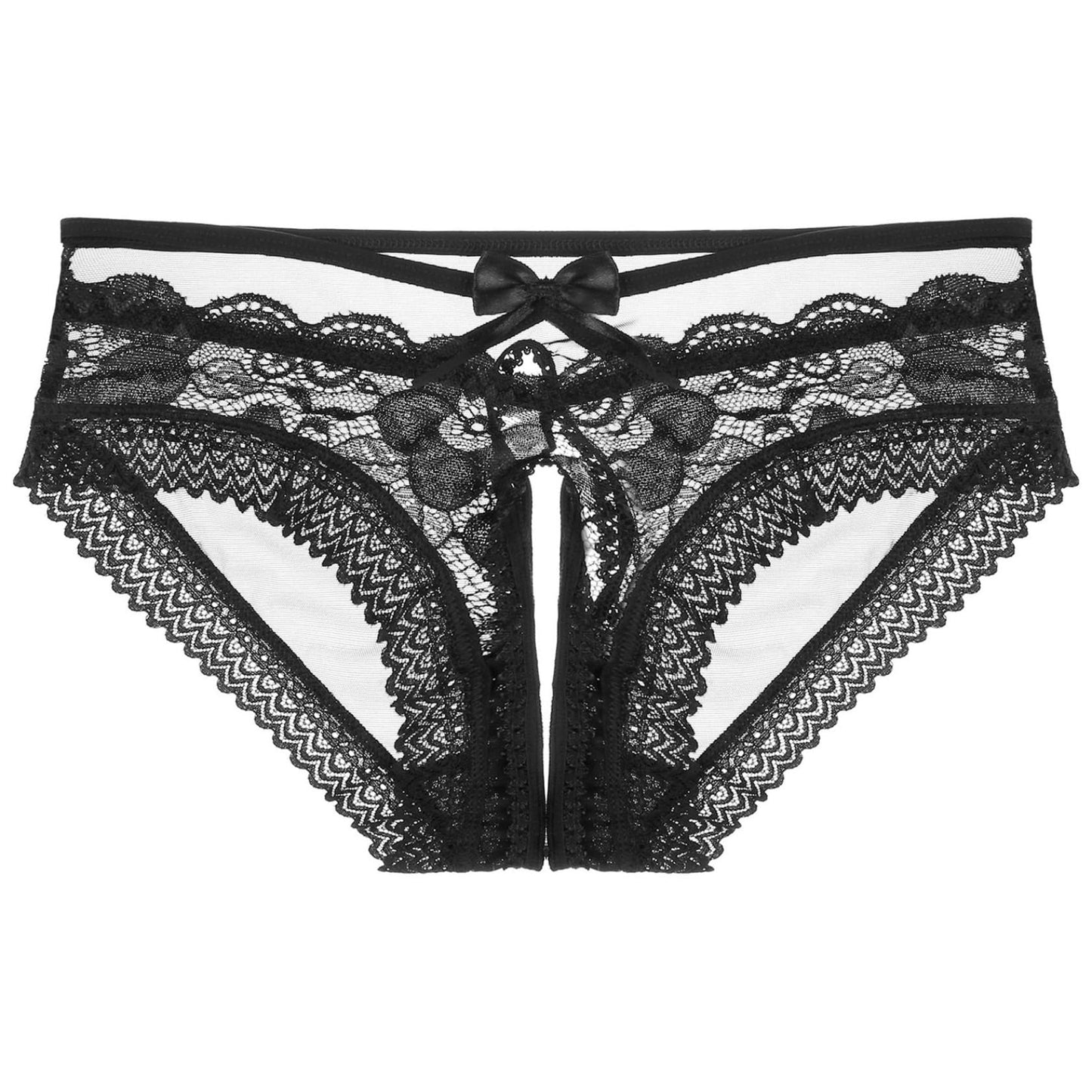 Herren Sissy Unterwäsche Ouvert Slip - Unterhose Offen Schritt Höschen Transparent mit Spitze - Dessous Reizwäsche
