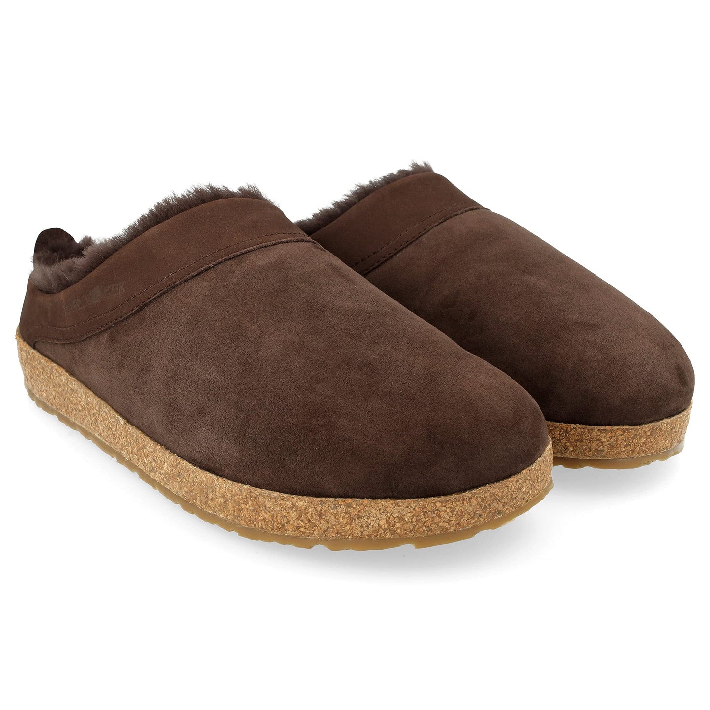 HAFLINGER Lammfellclog Snowbird Filzpantoffel Hausschuh Dunkelbraun (Kaffee 65), Gr 46