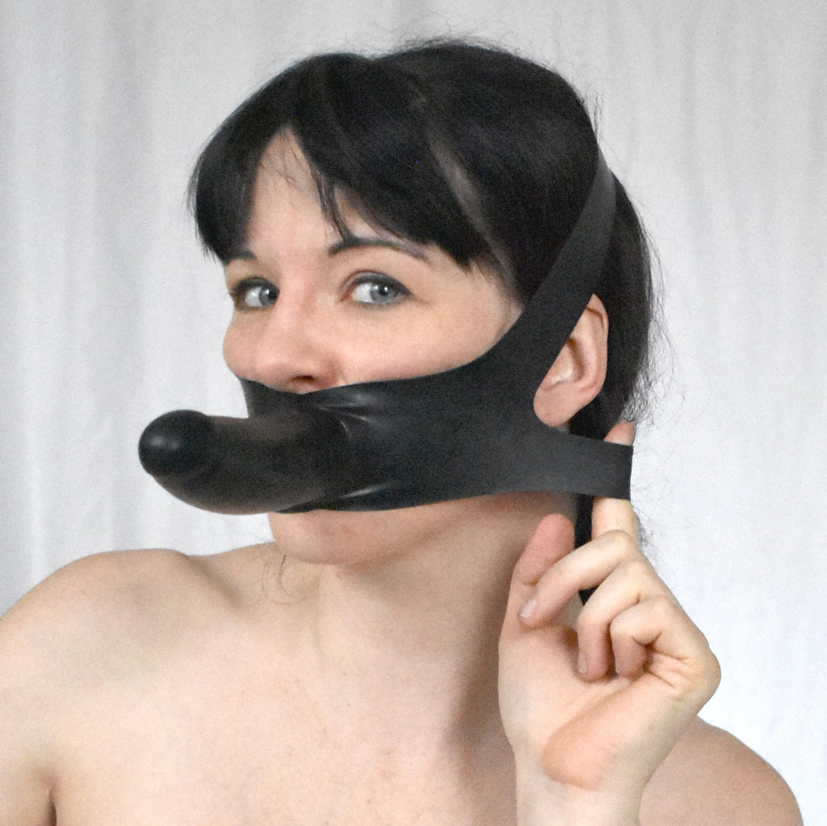 BDSM Mundknebel mit Dildo, Dildo Gag & Latex Knebel Maske