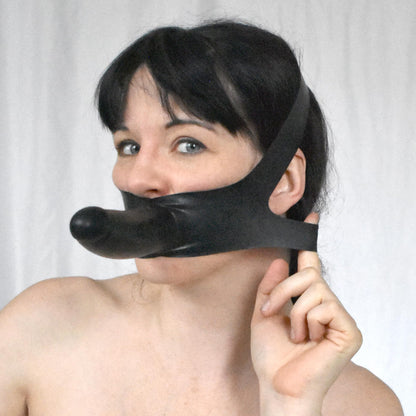 BDSM Mundknebel mit Dildo, Dildo Gag & Latex Knebel Maske