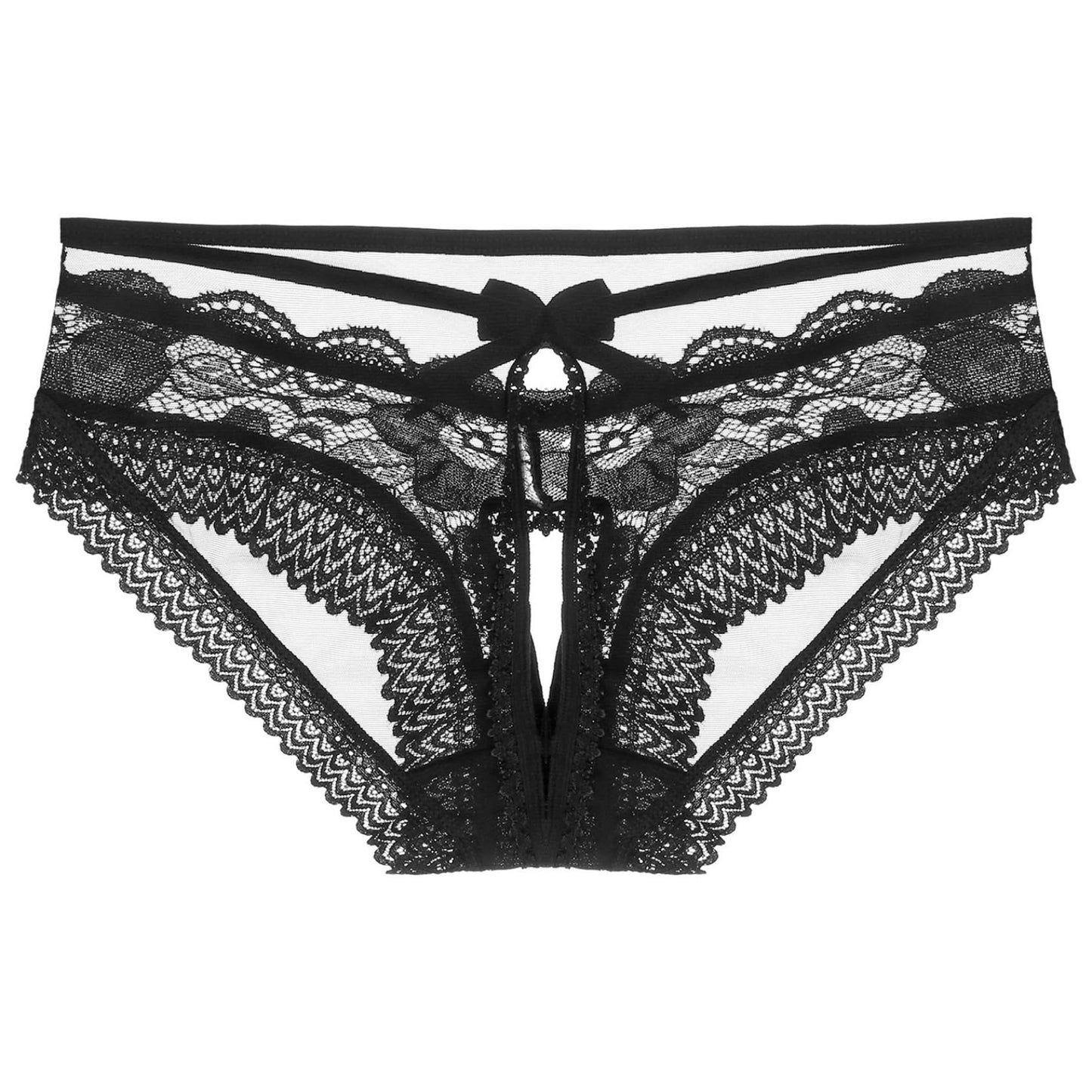 Herren Sissy Unterwäsche Ouvert Slip - Unterhose Offen Schritt Höschen Transparent mit Spitze - Dessous Reizwäsche