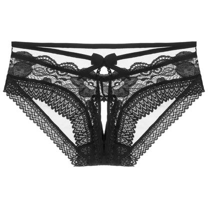 Herren Sissy Unterwäsche Ouvert Slip - Unterhose Offen Schritt Höschen Transparent mit Spitze - Dessous Reizwäsche