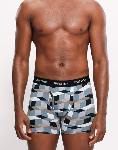 INNERSY Boxershorts Herren mit Eingriff Unterhosen Männer, L, Bunter Würfel