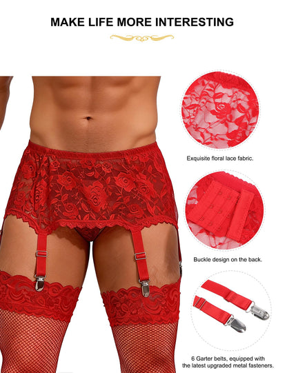 Sexy Strapsgürtel für Herren Breit Gay Unterwäsche mit 6 Clips