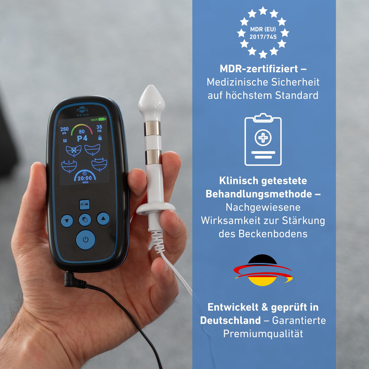 axion® Stim-Pro I-3000 Beckenbodentrainer - Mann. Medizinprodukt nach MDR