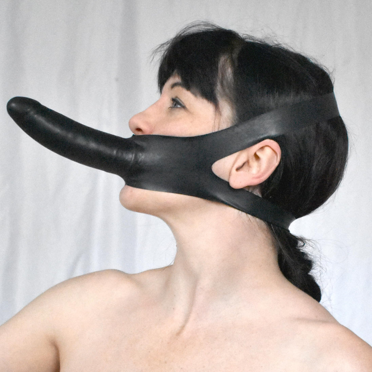 BDSM Mundknebel mit Dildo, Dildo Gag & Latex Knebel Maske