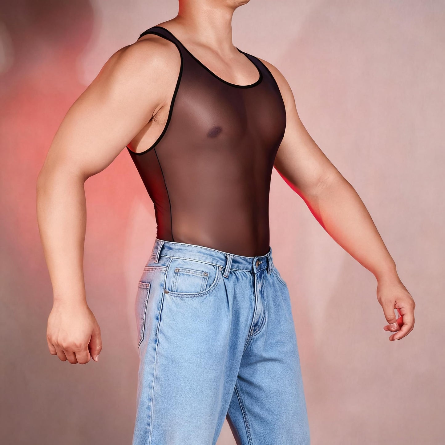 Männer Nylon  Glanz Stringbody-, Sissy