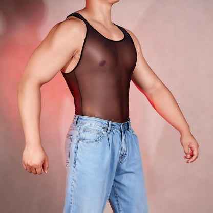 Männer Nylon  Glanz Stringbody-, Sissy