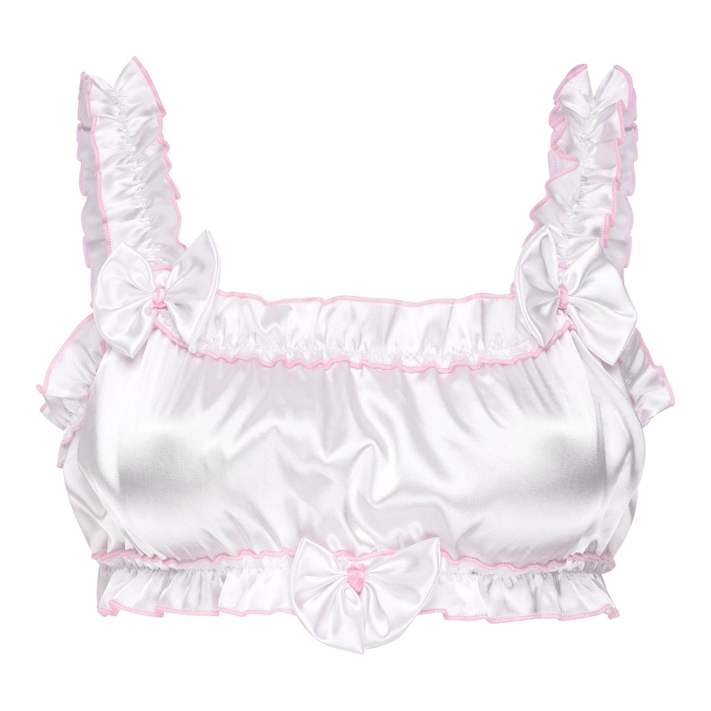 Satini Sissy Rüschen Gerafft BH- Seidiger Satin Dessous Bralette