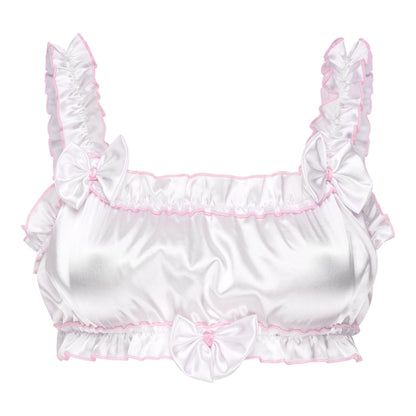 Satini Sissy Rüschen Gerafft BH- Seidiger Satin Dessous Bralette