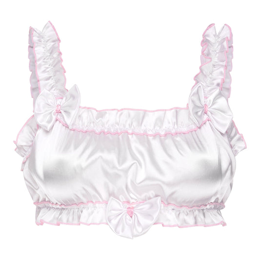 Satini Sissy Rüschen Gerafft BH- Seidiger Satin Dessous Bralette