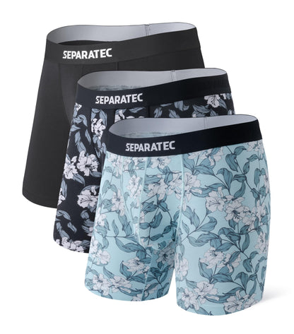 Boxershorts Herren Bambus Rayon Bedruckte Höschen mit Doppelter Beutel 3er Pack