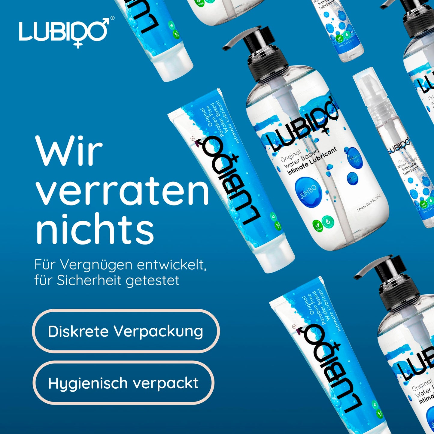 Lubido Original Gleitgel auf Wasserbasis für den Intimbereich, ohne Parabene, 250 ml