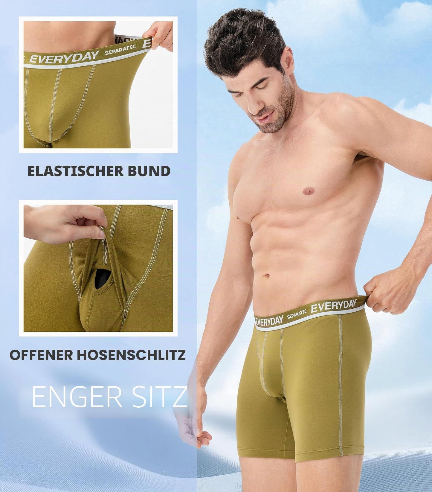 Boxershorts Herren 7er Pack aus Weicher Baumwolle Unterhosen Männer mit Unterstützender Separater Doppeltasche