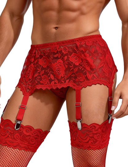 Sexy Strapsgürtel für Herren Breit Gay Unterwäsche mit 6 Clips