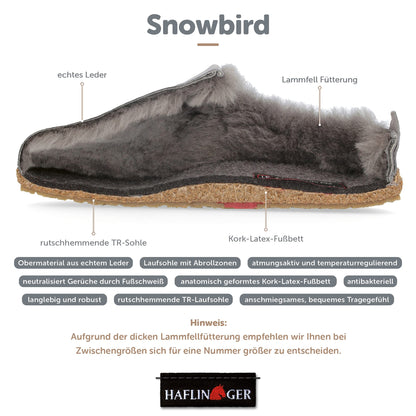 HAFLINGER Lammfellclog Snowbird Filzpantoffel Hausschuh Dunkelbraun (Kaffee 65), Gr 46