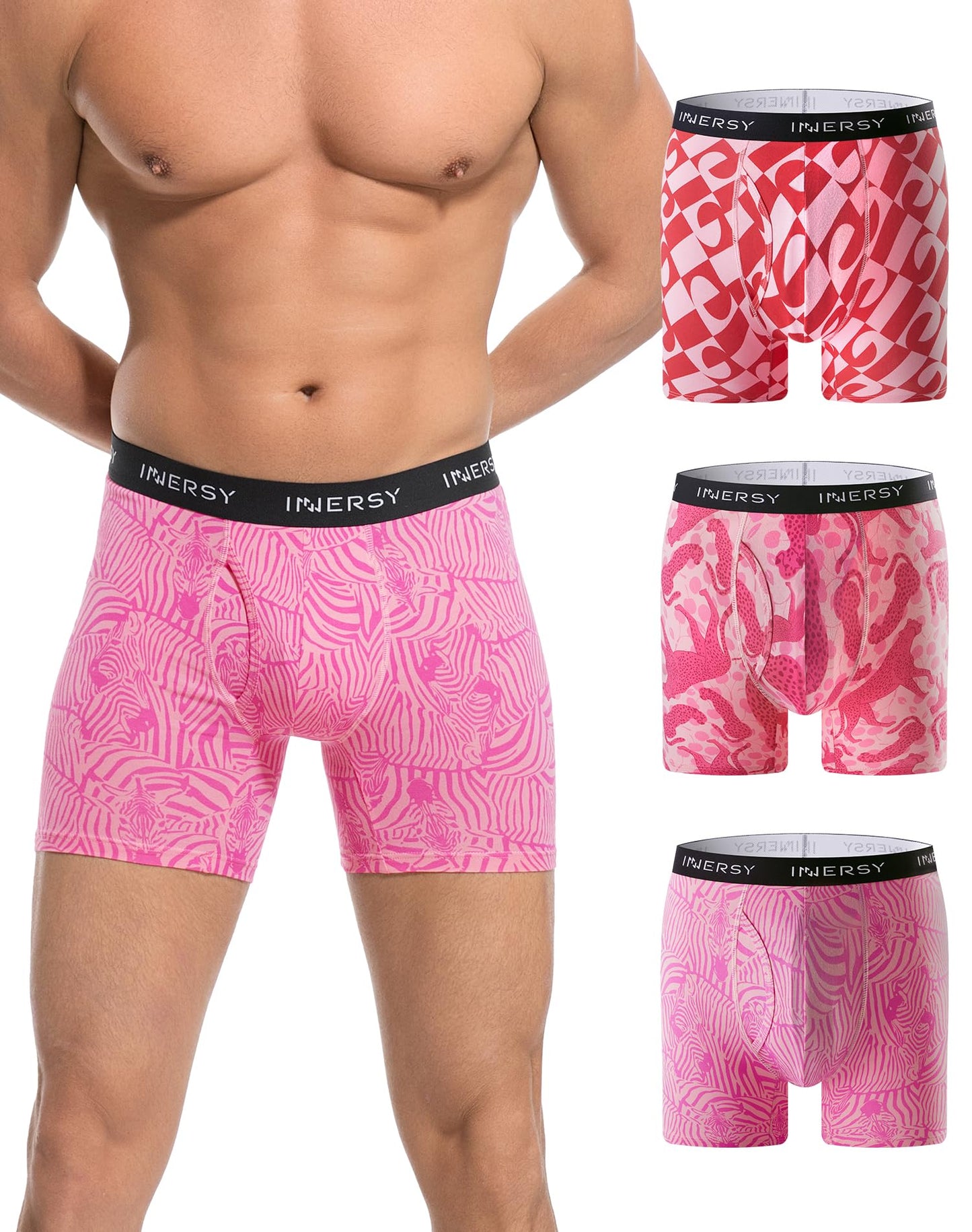 INNERSY Herren Unterhosen Bunte Boxershorts Männer, XL, 3 Rosa Leidenschaft