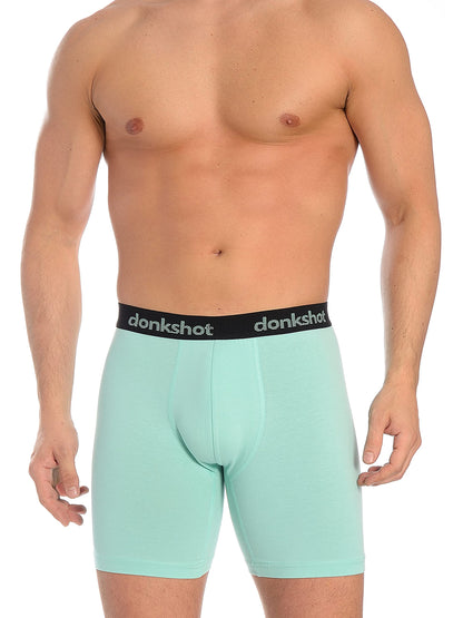 Boxershorts mit längerem Bein im 6er Pack, Bequeme Unterhosen für Herren, eng anliegend mit klassischem Schnitt, Mint-Orange-Lila - XL