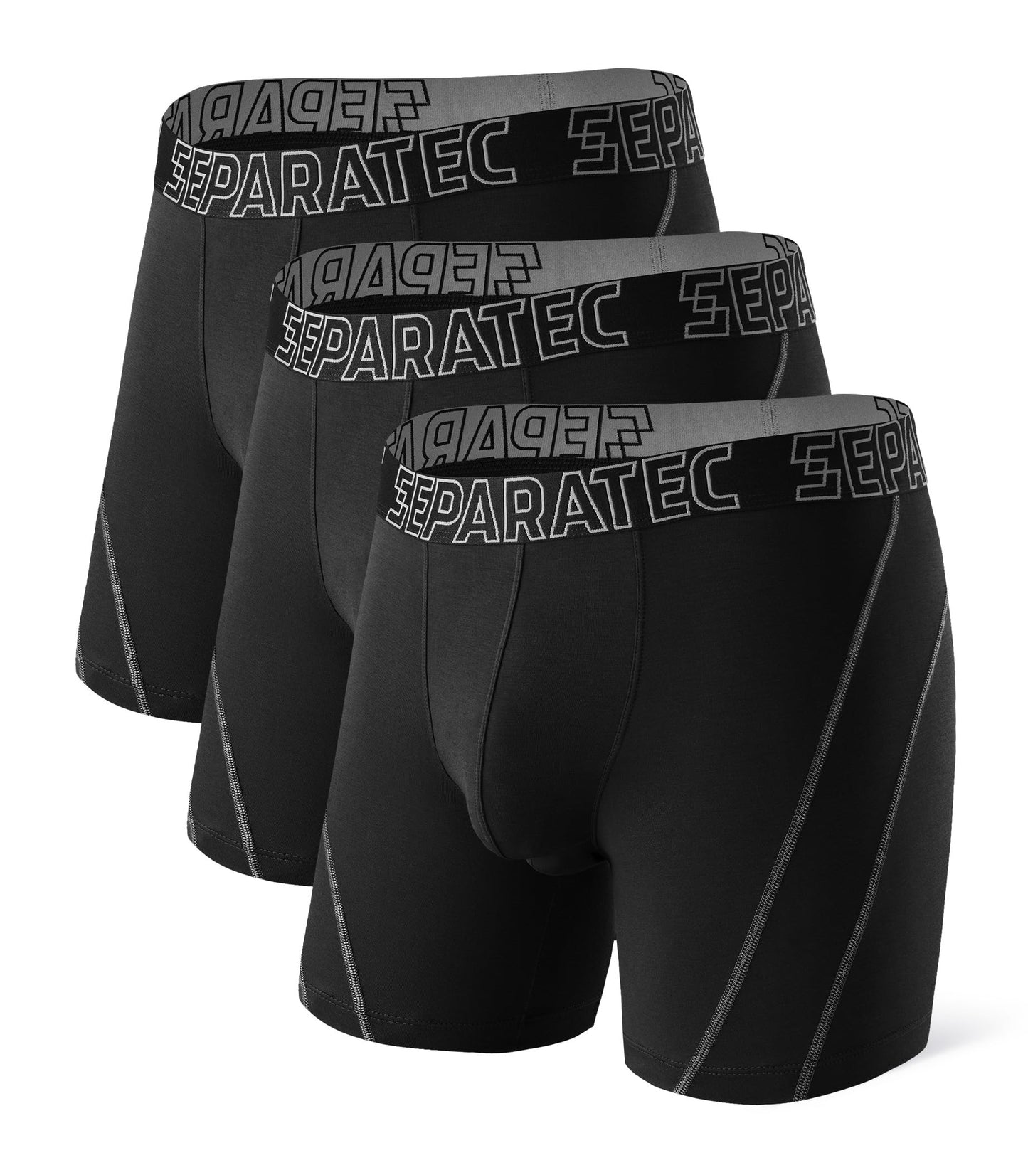 Boxershorts Herren Separate Doppelbeutel der 8. Generation Unterwäsche Rayon Bambus Atmungsaktive Kühlung Seidig weiche Dynamisches Liniendesign Unterhosen Männer 3er-Pack