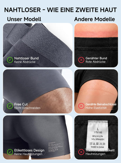 TRENDOUX Boxershorts Herren, Atmungsaktive Eisseide Unterhosen mit Nahtlosem Bund & Langem Bein, Komfortable Retroshorts mit 3D-Pouch, Anti-Chafing, 3er Pack XL