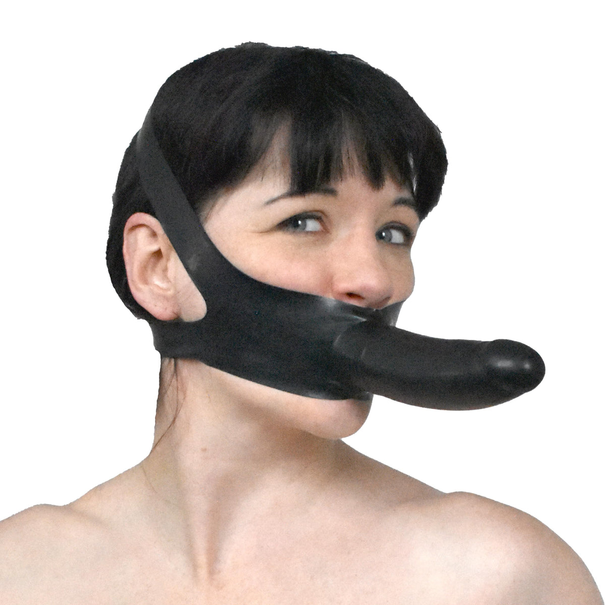 BDSM Mundknebel mit Dildo, Dildo Gag & Latex Knebel Maske