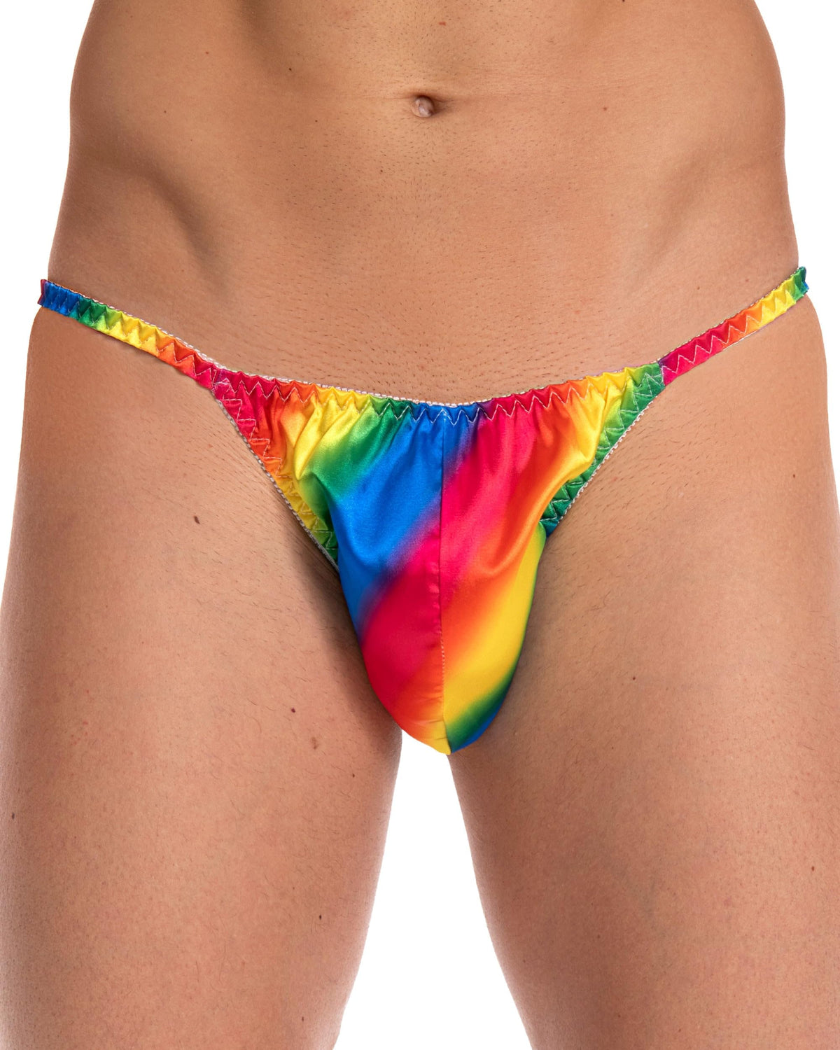 Satini Satin Tanga Herren Slip Unterwäsche Glänzend, Regenbogen, XL