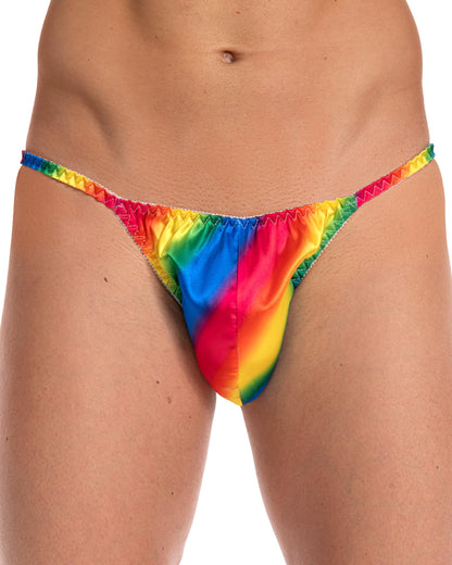 Satini Satin Tanga Herren Slip Unterwäsche Glänzend, Regenbogen, XL