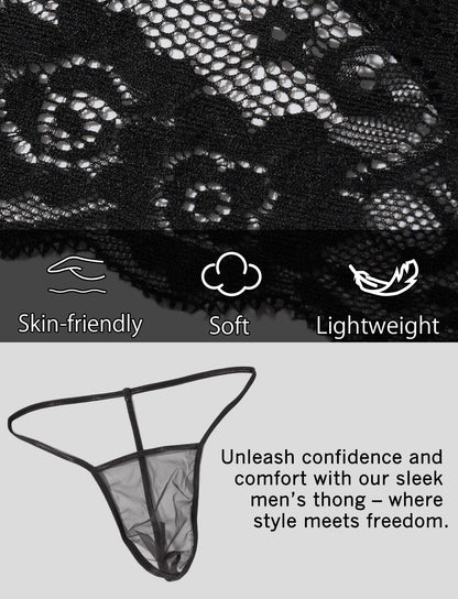 Unterwäsche Männer Herren Sissy Dessous Spitze Reizwäsche Sexy String Tanga Mesh Slip Kunstleder Strumpfband Low Waist Jockstrap Clubwear