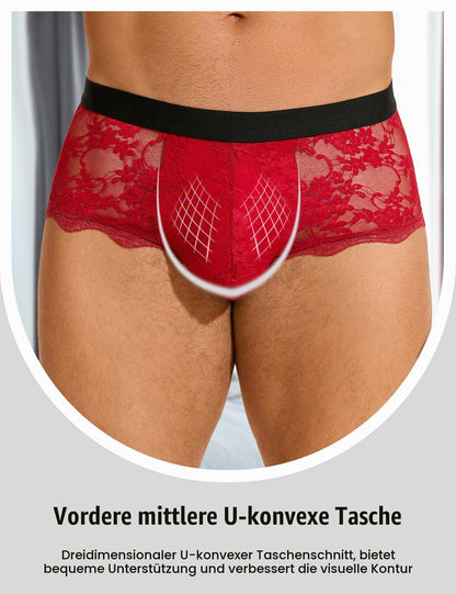 Herren Boxershorts Spitze Unterhosen Sexy Unterwäsche Rot S