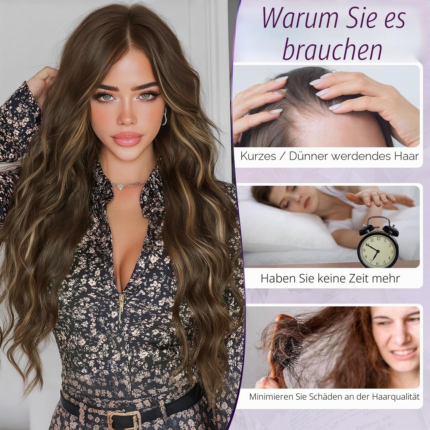 Sofeiyan Perücke Damen,70 cm Lange Mittelscheitel Perücken