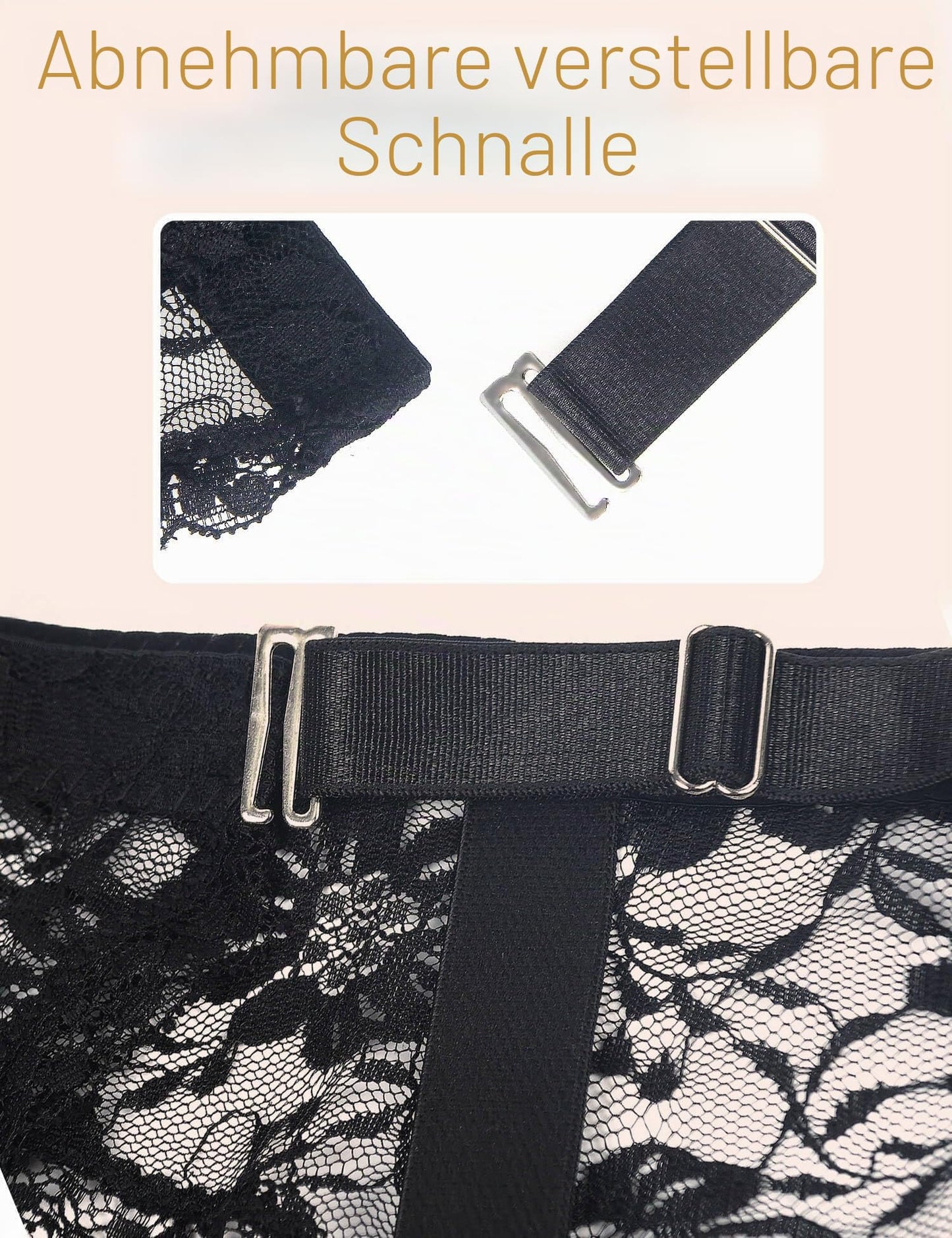 Herren Set Dessous Männer Sexy Reizwäsche Strumpfhalter Spitze Ouvert Slip Unterwäsche Strumpfgürtel mit 4 Clip Mens Underwear Große Größen Strapsgürtel mit String Schwarz,L