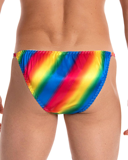 Satini Satin Tanga Herren Slip Unterwäsche Glänzend, Regenbogen, XL