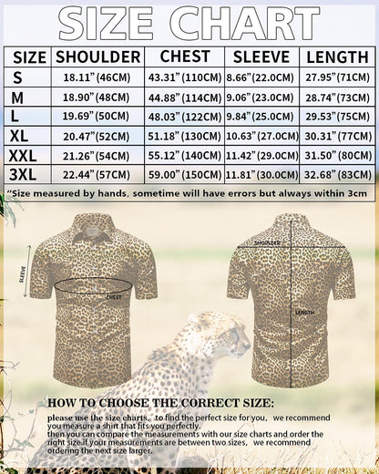 fohemr Herren Leopard Hemd Kurzarm Button down Tiger Tier Muster Freizeithemd Sommerhemd Gelb Small